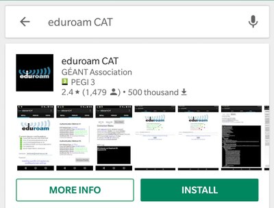 Screenshot of the play store with the eduroam app